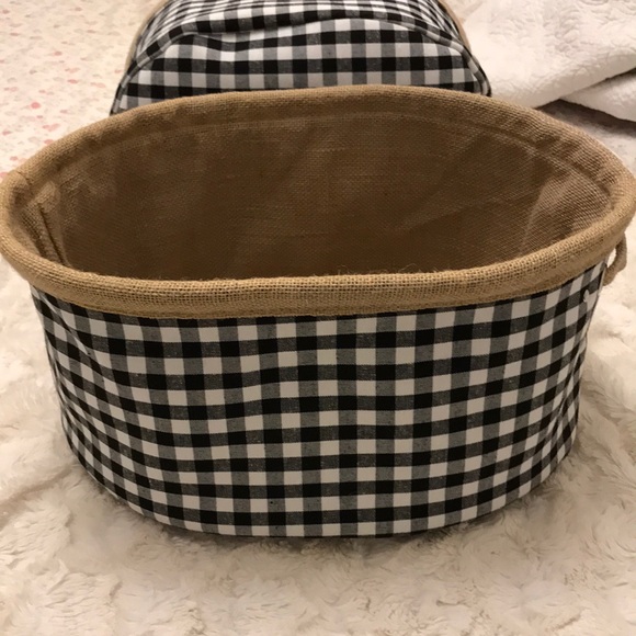 Fall Black and white Gingham burlap soft baskets - Picture 6 of 10